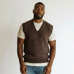 Polo by Ralph Lauren Vintage V-Neck Geometric Print Wool Sweater Vest Large